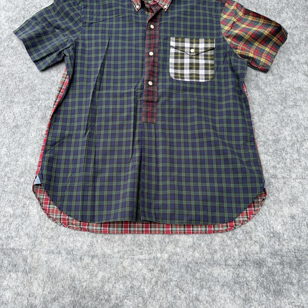Polo Ralph Lauren Patchwork Plaid Shirt Mens Medium Henley Button Up Green - Picture 7 of 15